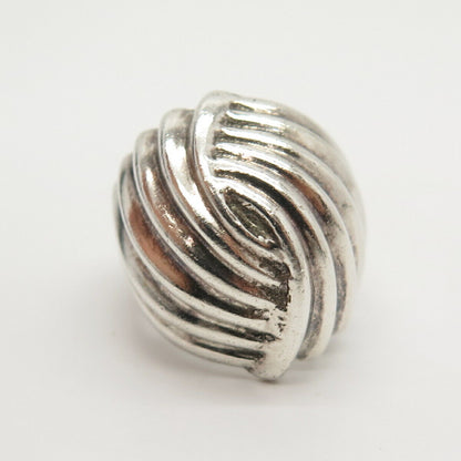 925 Sterling Silver Vintage Ribbed Shell Ring Size 8 1/4