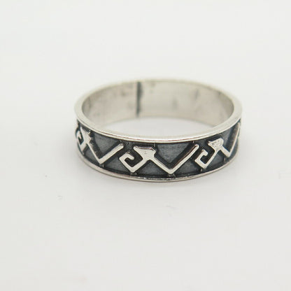 925 Sterling Silver Tribal Band Ring Size 6 1/4