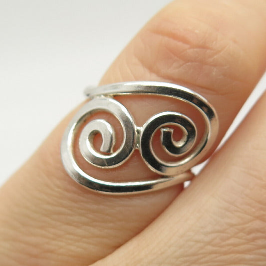 925 Sterling Silver Cutout Swirl / Spiral Ring Size 4.5