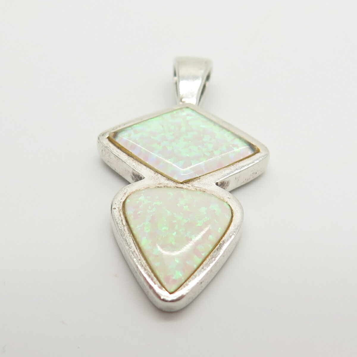 925 Sterling Silver Opal Imitation Geometric Shapes Pendant