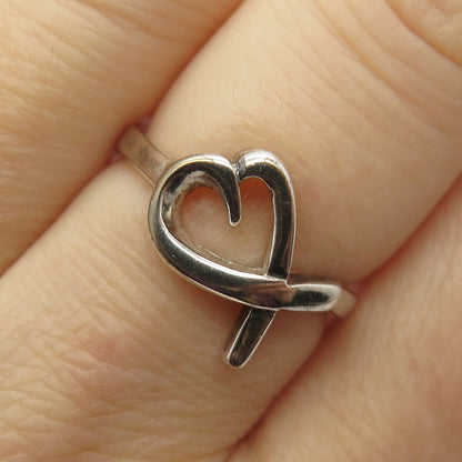 925 Sterling Silver Open Heart Ring Size 7 1/4