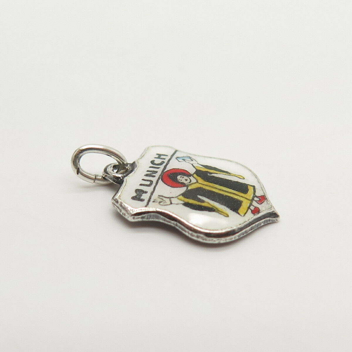 925 Sterling Silver Vintage Enamel "Munich"Graduation Student Charm Pendant