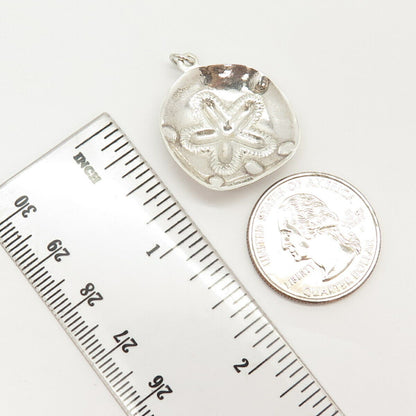 925 Sterling Silver Vintage Sand Dollar Design Charm Pendant