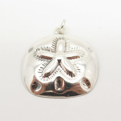 925 Sterling Silver Vintage Sand Dollar Design Charm Pendant