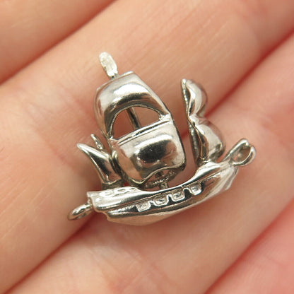 925 Sterling Silver Vintage Ship / Boat Design Slide Pendant