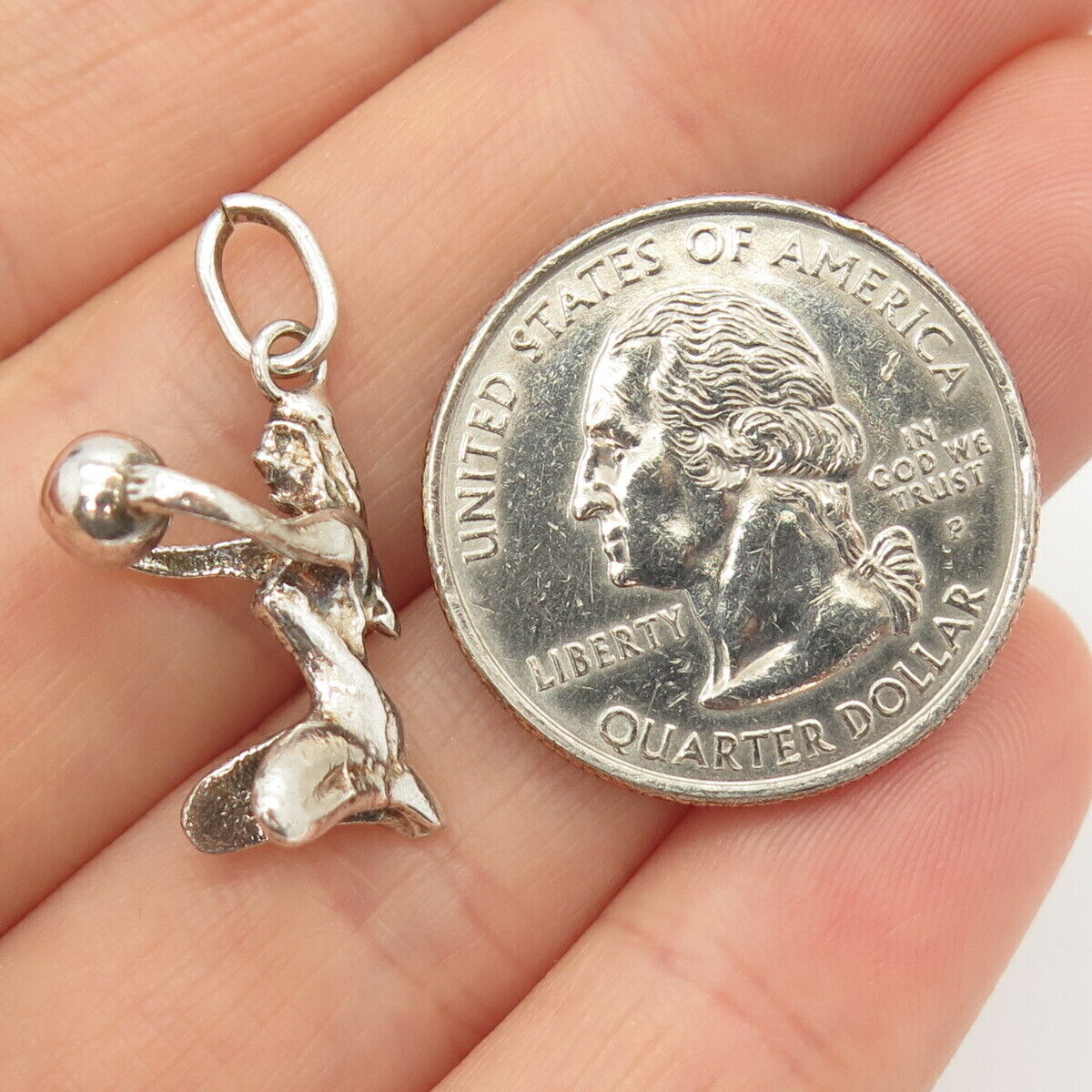 925 Sterling Silver Vintage Sitting Girl & Ball Charm Pendant