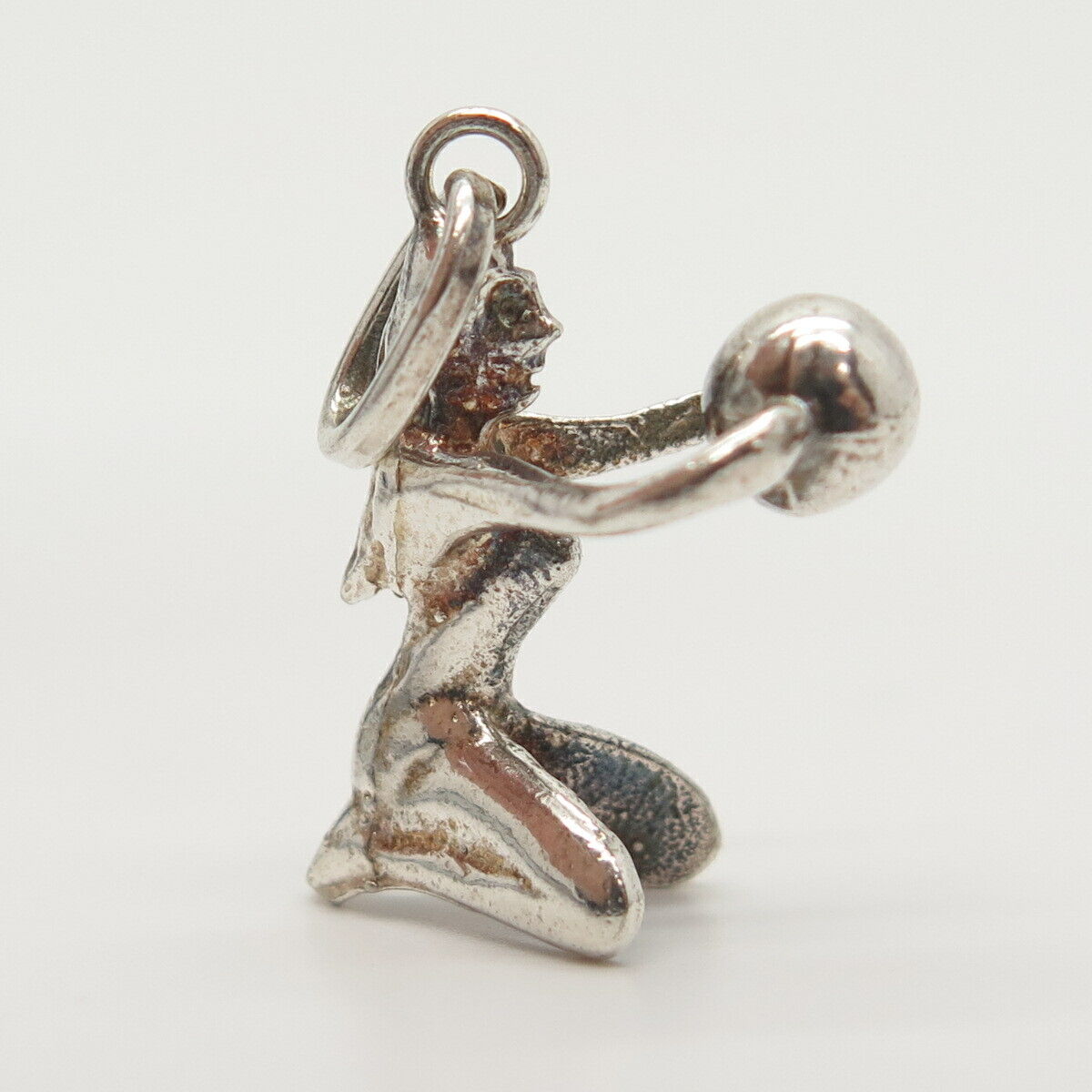 925 Sterling Silver Vintage Sitting Girl & Ball Charm Pendant