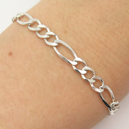 925 Sterling Silver Italy Milor Figaro Link Bracelet 8 1/4"