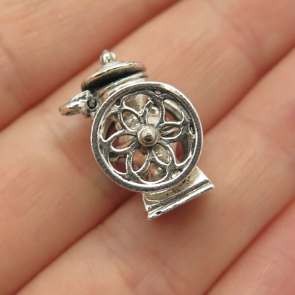 925 Sterling Silver Vintage Wheels & Jug Charm Pendant