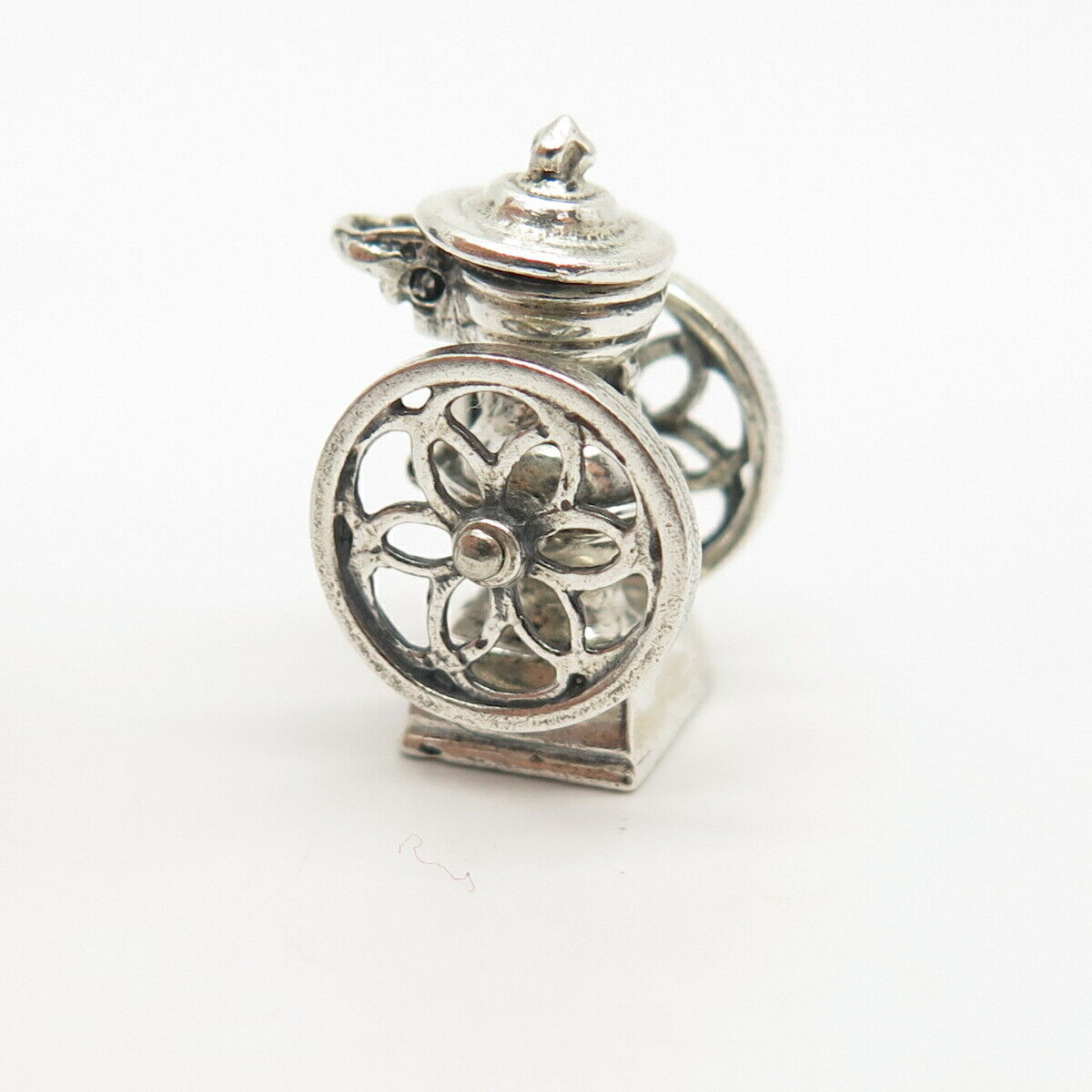 925 Sterling Silver Vintage Wheels & Jug Charm Pendant