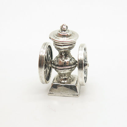 925 Sterling Silver Vintage Wheels & Jug Charm Pendant