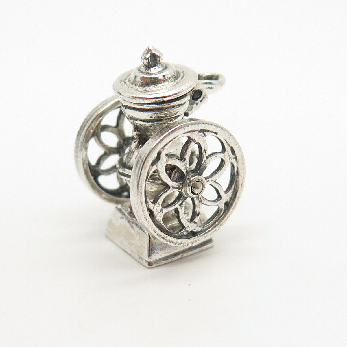 925 Sterling Silver Vintage Wheels & Jug Charm Pendant