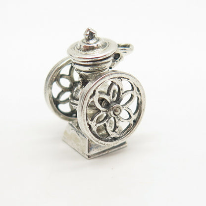 925 Sterling Silver Vintage Wheels & Jug Charm Pendant