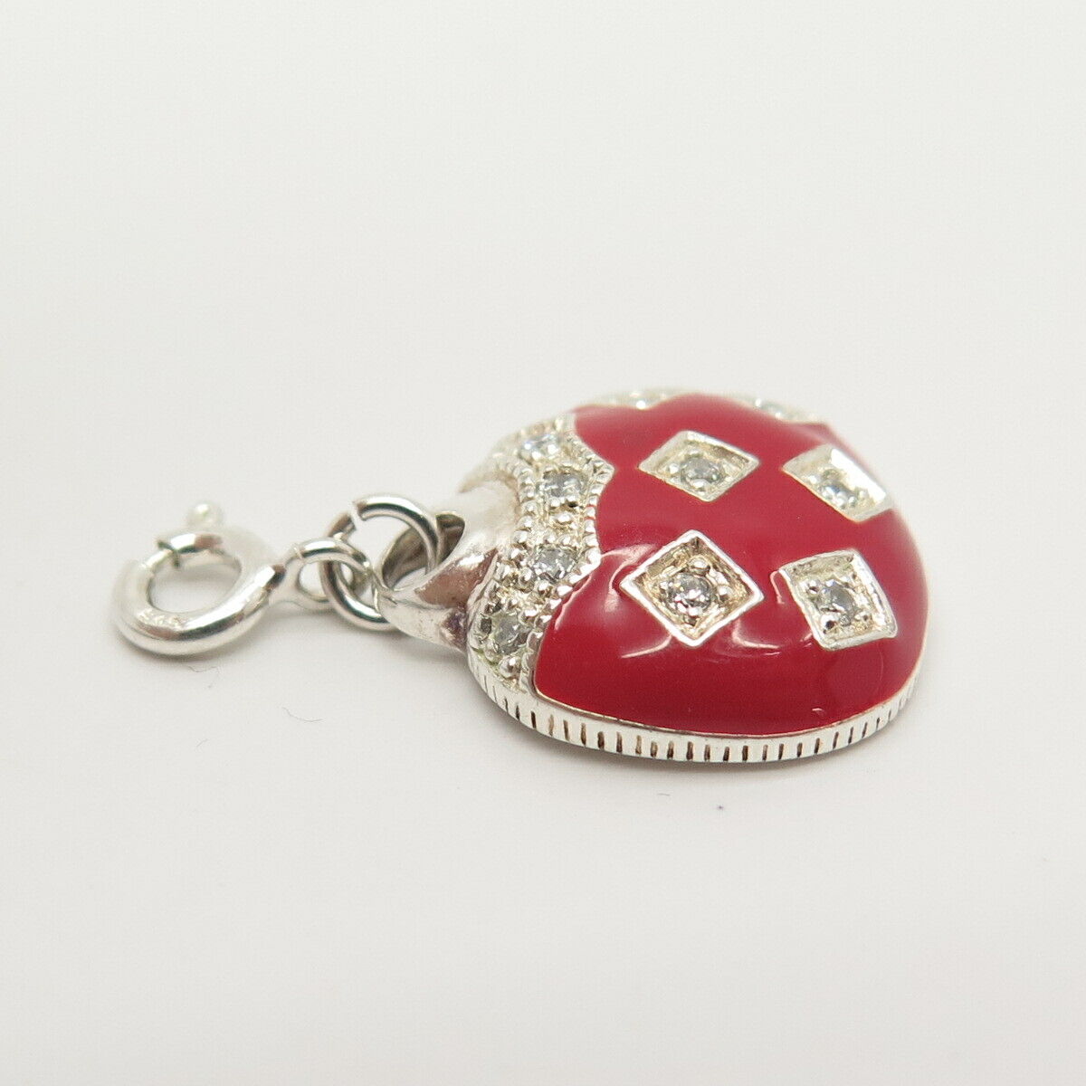 925 Sterling Silver C Z & Enamel Lady's Purse / Bag Charm Pendant