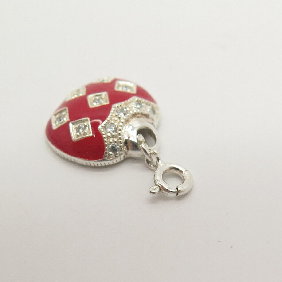 925 Sterling Silver C Z & Enamel Lady's Purse / Bag Charm Pendant