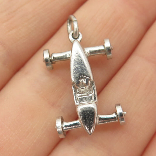 925 Sterling Silver Vintage Retro Racing Car Charm Pendant