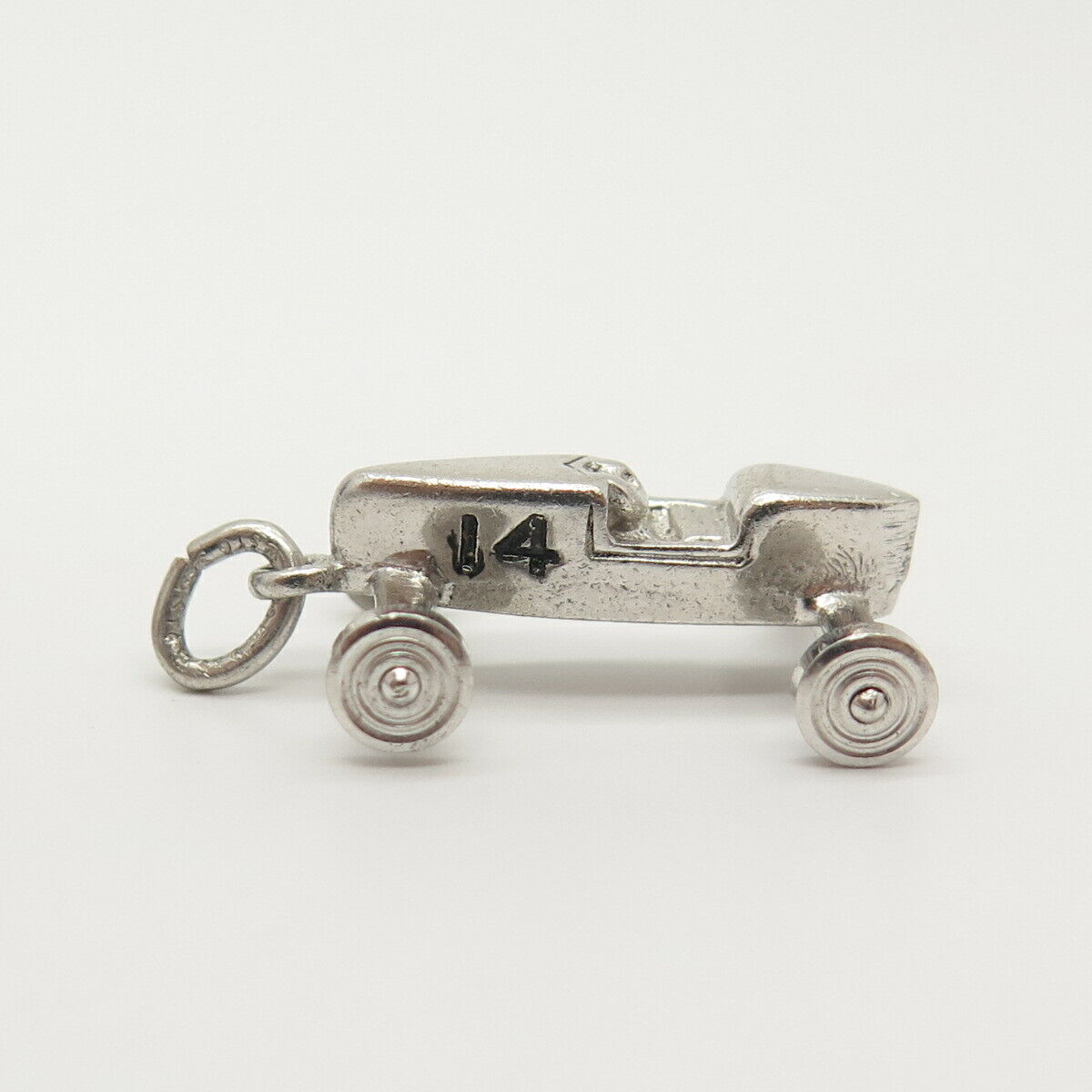 925 Sterling Silver Vintage Retro Racing Car Charm Pendant