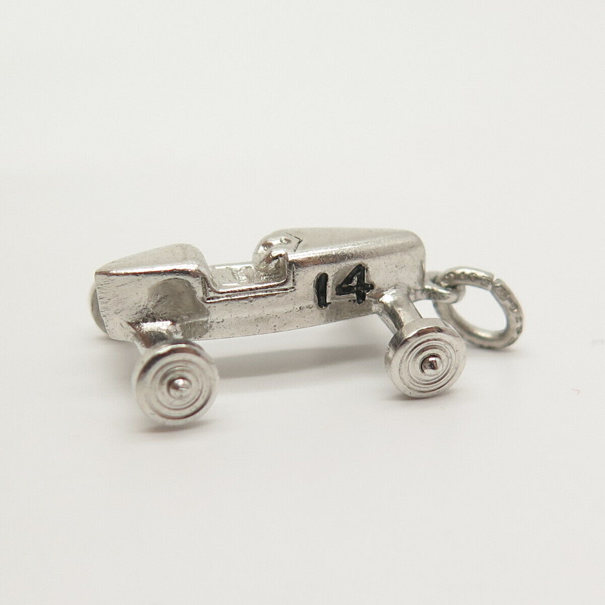 925 Sterling Silver Vintage Retro Racing Car Charm Pendant