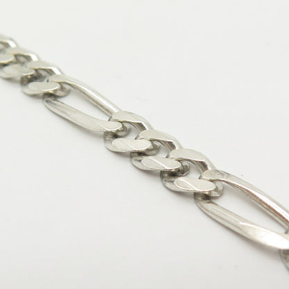 925 Sterling Silver Italy Figaro Link Bracelet 8"