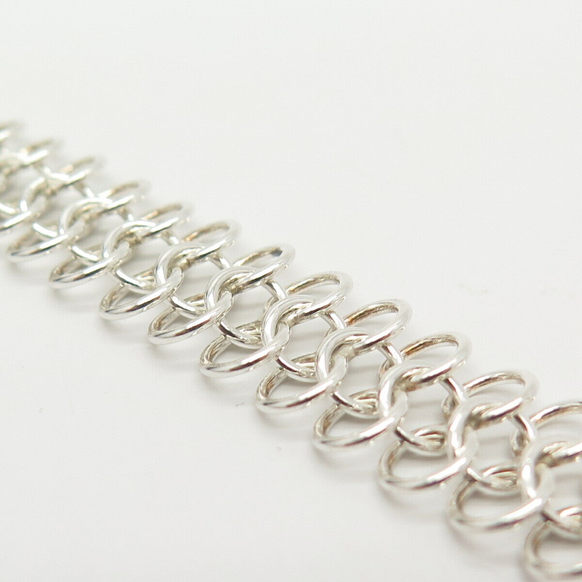 925 Sterling Silver Italy 3-Row Rolo Link Bracelet 7"