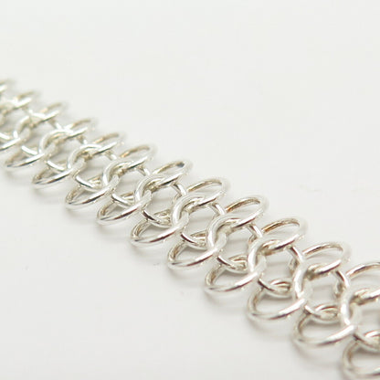 925 Sterling Silver Italy 3-Row Rolo Link Bracelet 7"