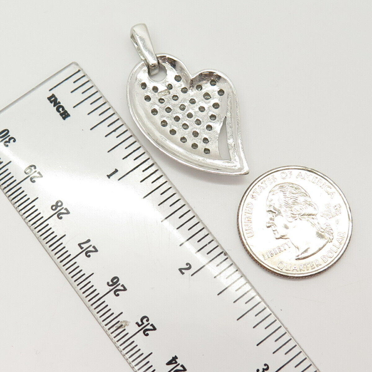 925 Sterling Silver Pave C Z Heart Pendant