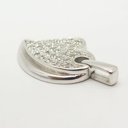 925 Sterling Silver Pave C Z Heart Pendant