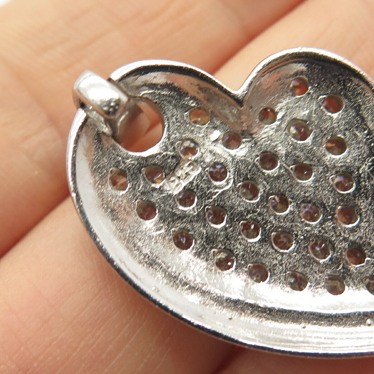 925 Sterling Silver Pave C Z Heart Pendant