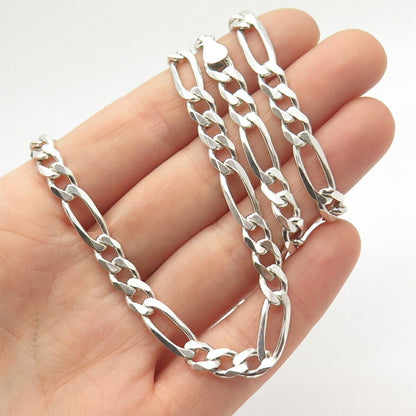 925 Sterling Silver Italy Figaro Chain Necklace 20"