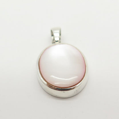 925 Sterling Silver Real Mother-of-Pearl Oval Pendant