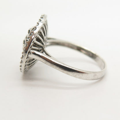 925 Sterling Silver Pave C Z Swirl Design Ring Size 7