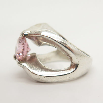 925 Sterling Silver Vintage Mexico Pink C Z Ring Size 7 1/4