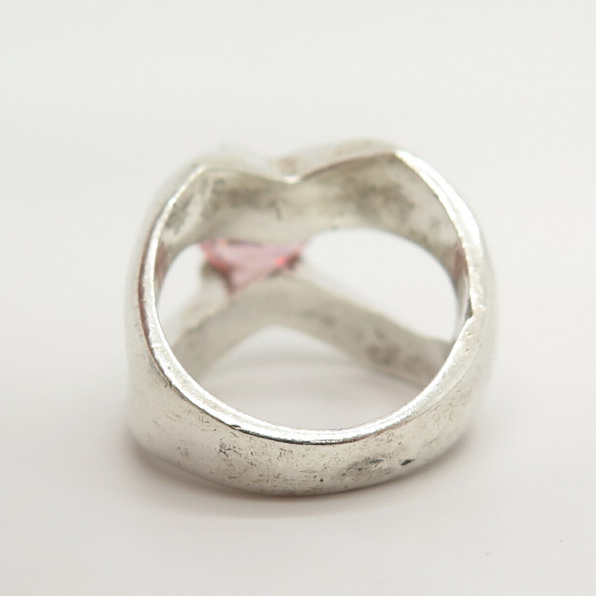 925 Sterling Silver Vintage Mexico Pink C Z Ring Size 7 1/4