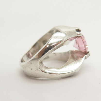 925 Sterling Silver Vintage Mexico Pink C Z Ring Size 7 1/4