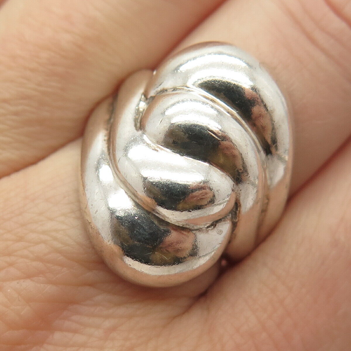 925 Sterling Silver Vintage Mexico Puffy Knot Ring Size 7 3/4