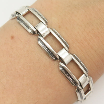 835 Silver Vintage Gate Link Bracelet 7.5"