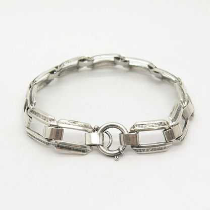 835 Silver Vintage Gate Link Bracelet 7.5"