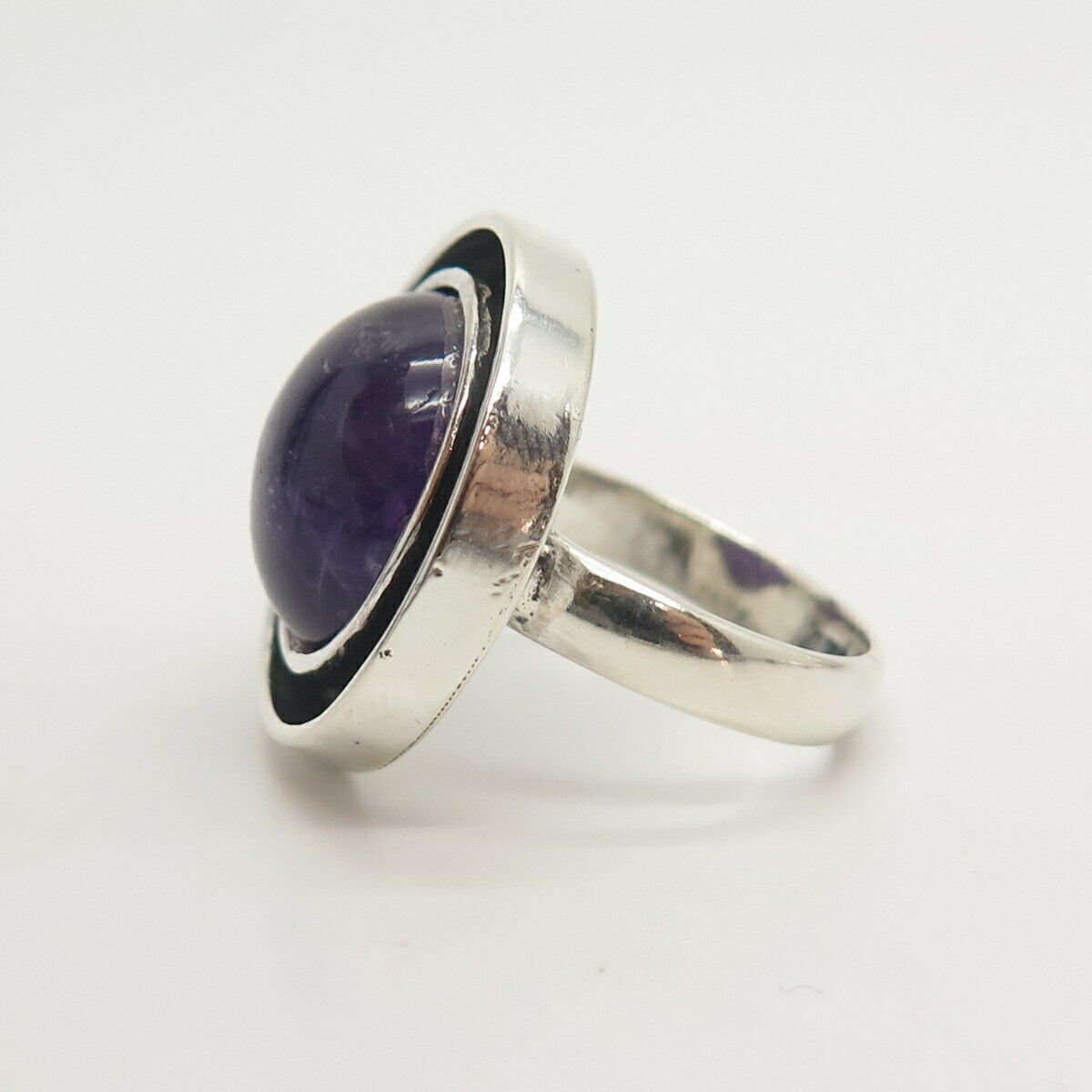 925 Sterling Silver Vintage Real Amethyst Gemstone Ring Size 6.5