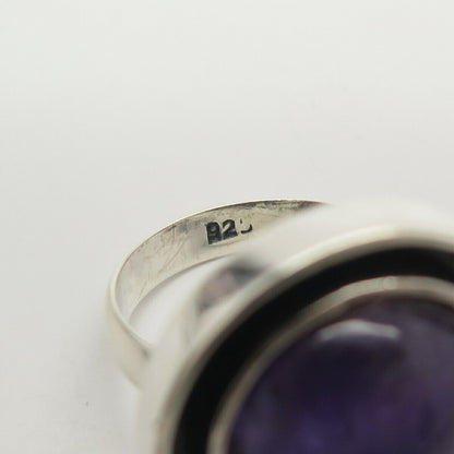 925 Sterling Silver Vintage Real Amethyst Gemstone Ring Size 6.5