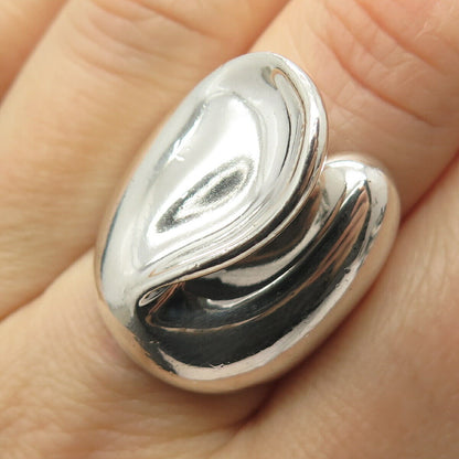 925 Sterling Silver Vintage Modernist Hollow Ring Size 7 3/4