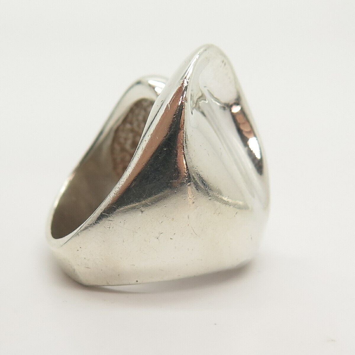 925 Sterling Silver Vintage Modernist Hollow Ring Size 7 3/4