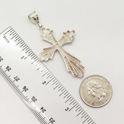 925 Sterling Silver Vintage Textured Religious Cross Pendant