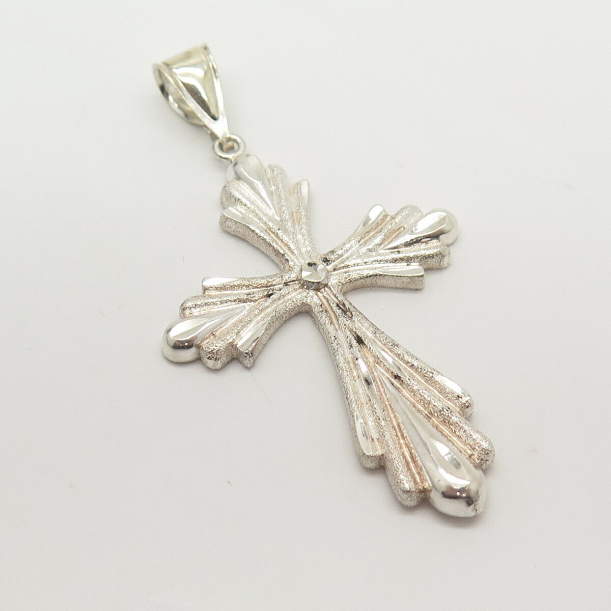 925 Sterling Silver Vintage Textured Religious Cross Pendant