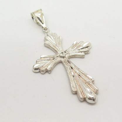 925 Sterling Silver Vintage Textured Religious Cross Pendant