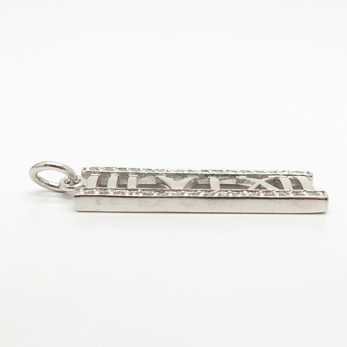 925 Sterling Silver Pave C Z "III VI XII" Pendant