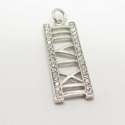 925 Sterling Silver Pave C Z "III VI XII" Pendant