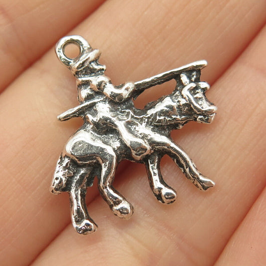 925 Sterling Silver Vintage Man Riding Horse Charm Pendant