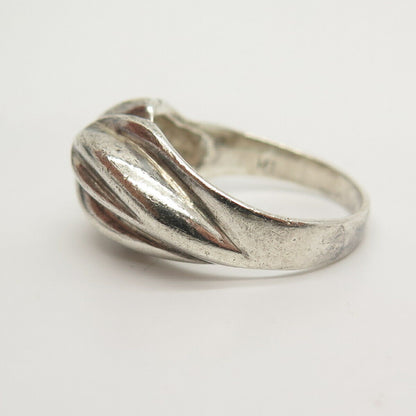 925 Sterling Sillver Vintage Ribbed Ring Size 7 1/4