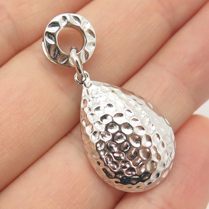 925 Sterling Silver Hammered Finish Teardrop Pendant