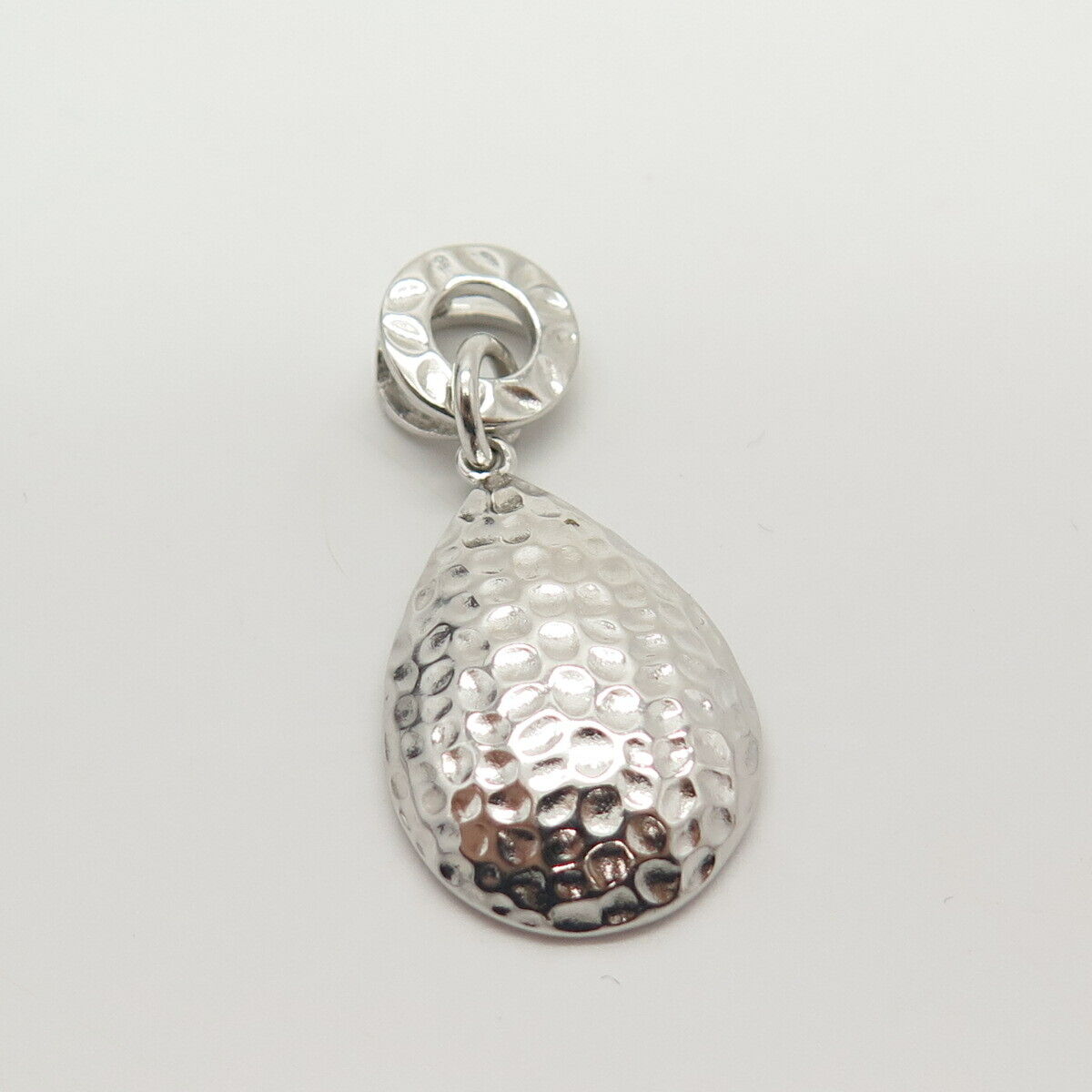 925 Sterling Silver Hammered Finish Teardrop Pendant